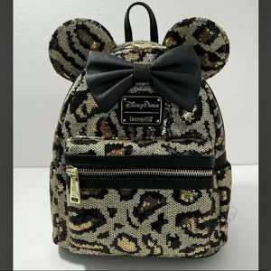 Disney Parks Loungefly Animal Kingdom Leopard Sequin Mini Backpack NWT